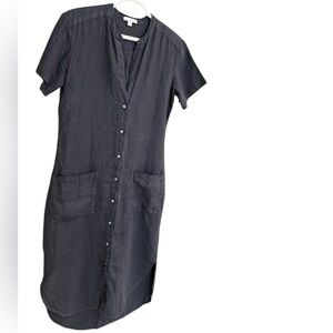James Perse M GUC/EUC linen deep navy full length dress shirt dress